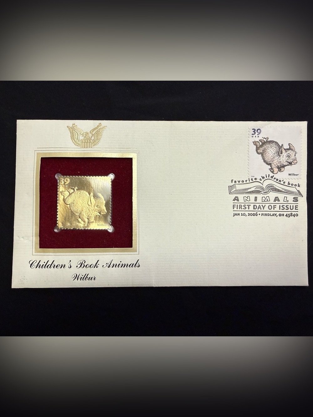 Gold Wilbur Stamp Collectible Display -Red Accent